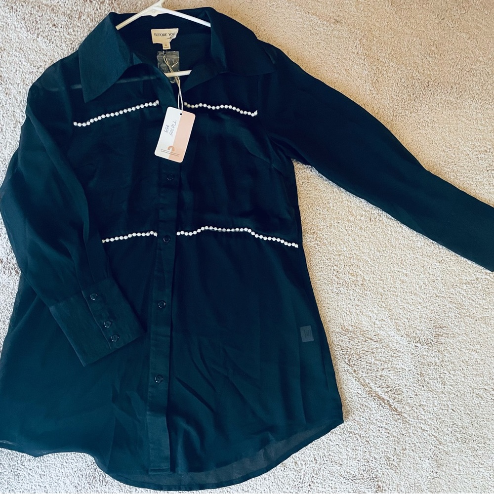 New with tags Before you with love black dress shirt, size xsmall, small, med